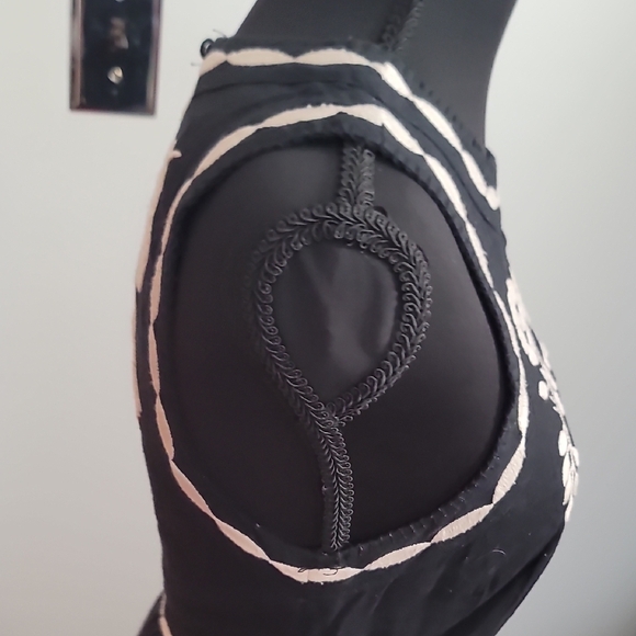 Free People Black Mini Dress with Cream Embroidery - Picture 10 of 11